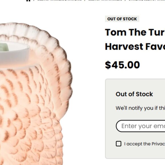 Scentsy Tom Turkey Thanksgiving Farmhouse White Full Size Wax Warmer - Picture 10 of 10